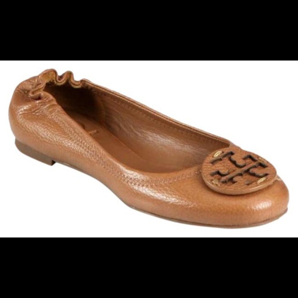 Brown leather Reva Tory Burch flat. Size 9